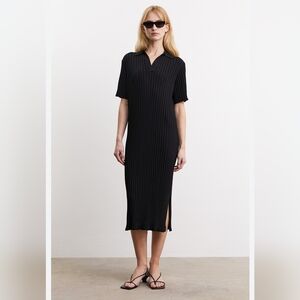 H&M Black Ribbed Midi Dress